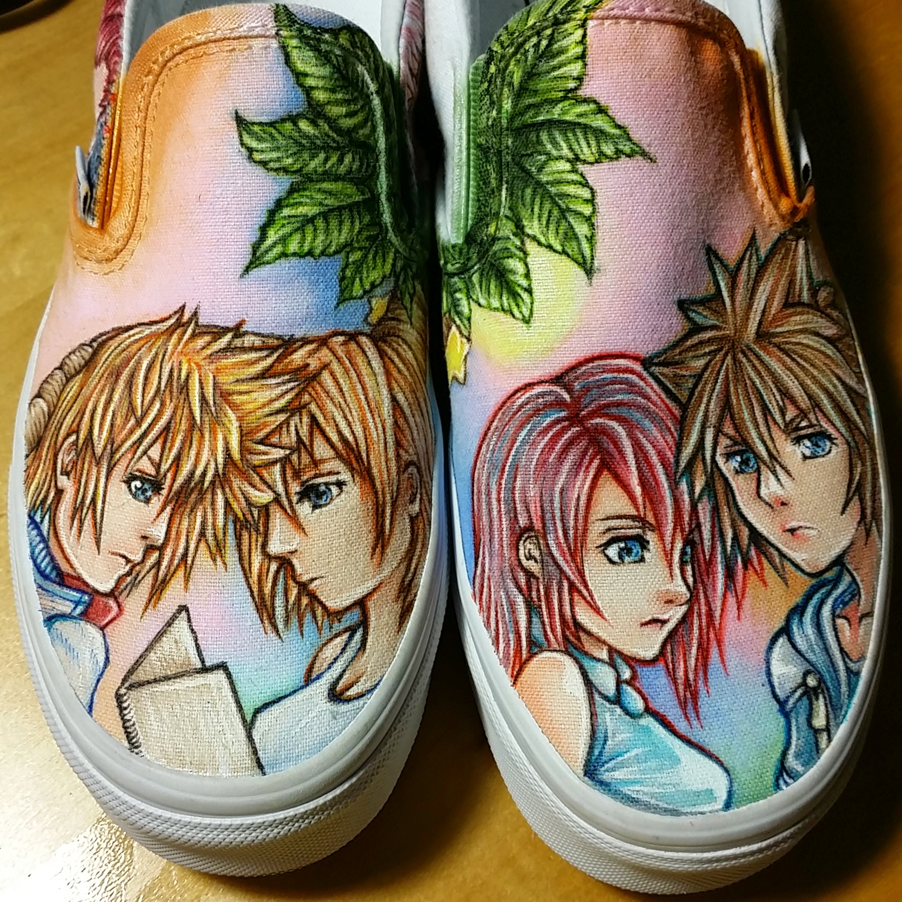 Kingdom Hearts characters drawn on Vans shoes